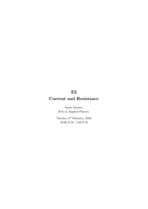 Thumbnail of Current and Resistance Lab Report