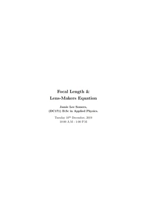 Thumbnail of Focal Length Lab Report