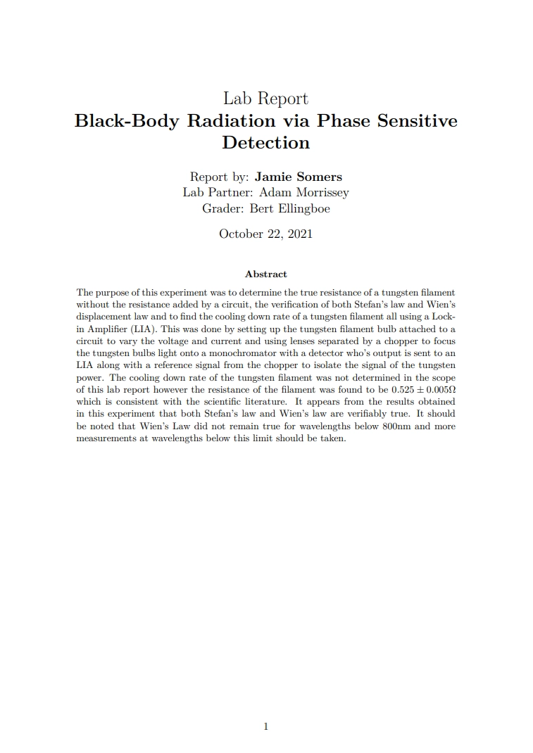Thumbnail of Black-Body Radiation Lab Report