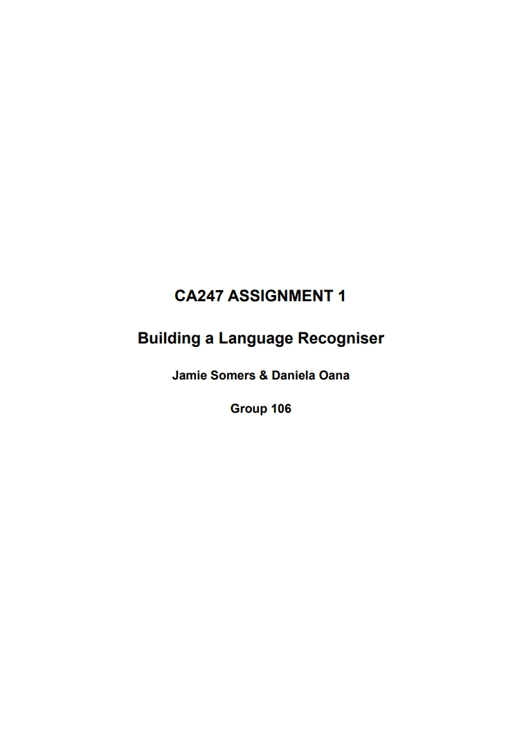 Thumbnail of Building a Language Recogniser Lab Report