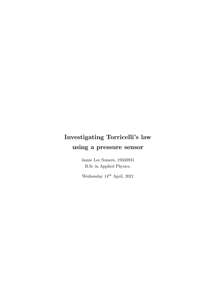 Thumbnail of Torricelli’s law Lab Report