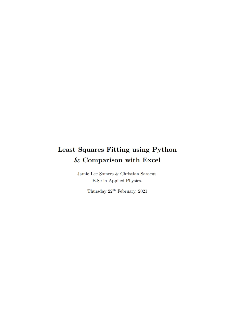 Thumbnail of Least Squares Fitting Lab Report