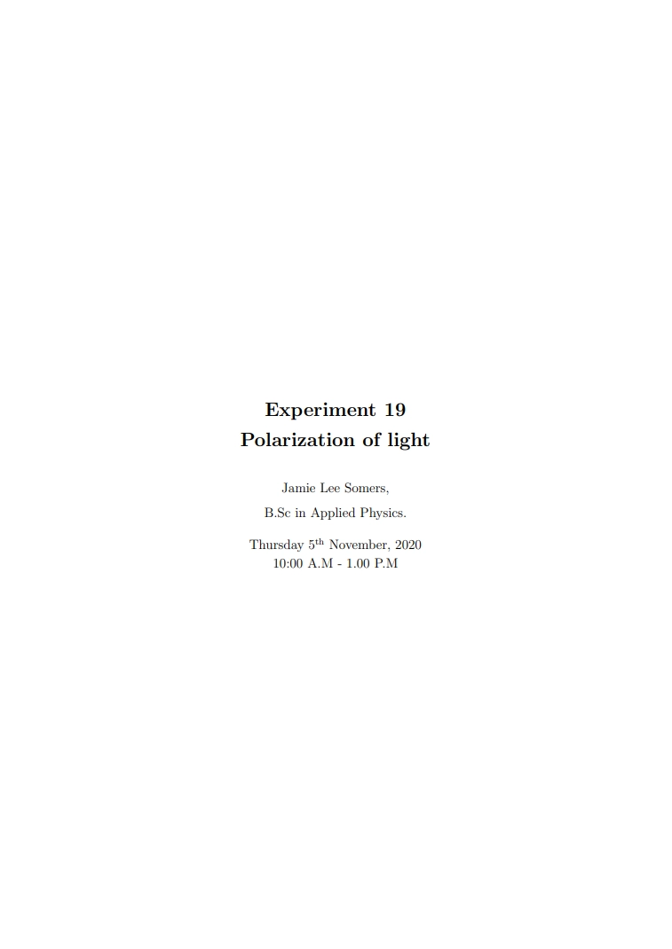 Thumbnail of Polarization of light Lab Report