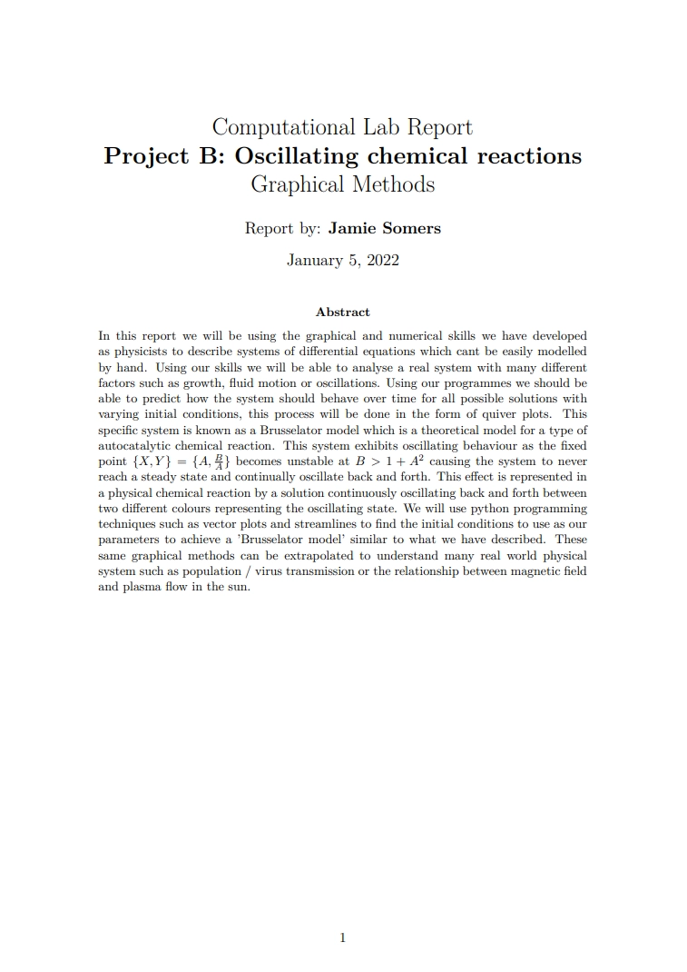 Thumbnail of Oscillating chemical reactions Lab Report