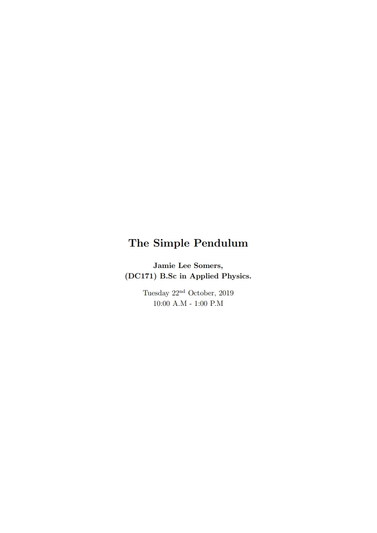 Thumbnail of Simple Pendulum Lab Report