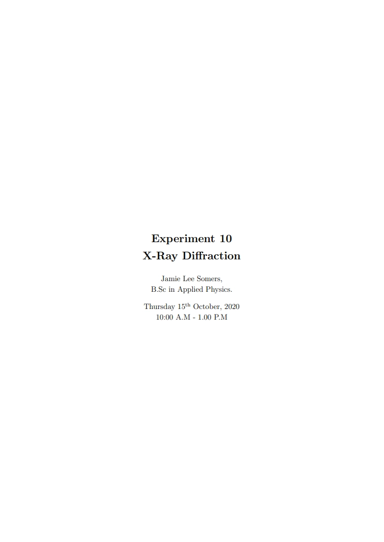 Thumbnail of X-Ray Diffraction Lab Report